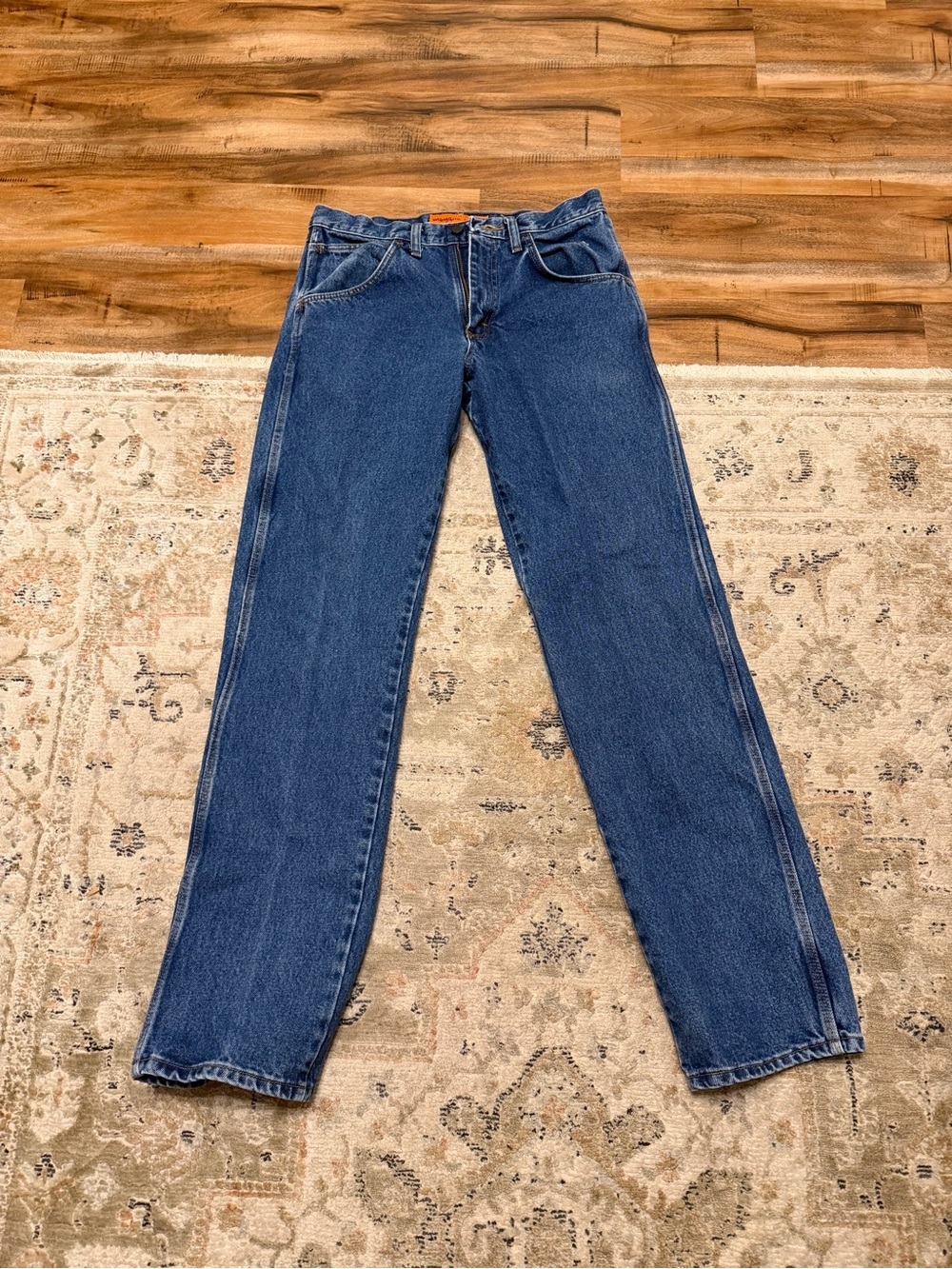 Wrangler Men's Straight Leg Jeans - Dark Blue Denim Flame Resistance